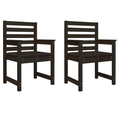 vidaXL Garden Chairs 2 pcs Black 60x48x91 cm Solid Wood Pine