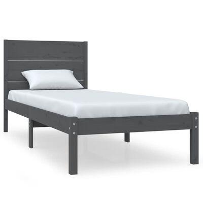 vidaXL Bed Frame without Mattress Grey 90x200 cm Solid Wood Pine