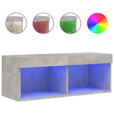 vidaXL TV Cabinet with LED Lights Concrete Grey 80x30x30 cm