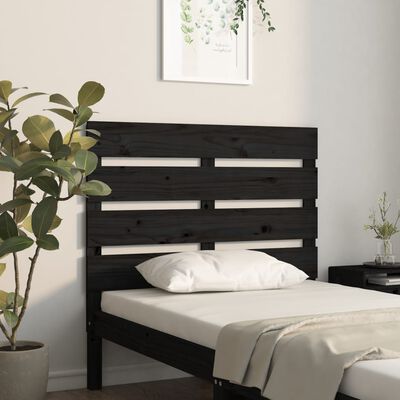 vidaXL Headboard Black 100x3x80 cm Solid Wood Pine