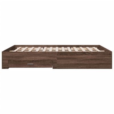 vidaXL Bed Frame with Drawers without Mattress Brown Oak 160x200 cm