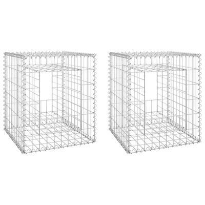 vidaXL Gabion Basket Posts 2 pcs 50x50x60 cm Iron