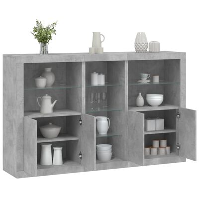 vidaXL Sideboard with LED Lights Concrete Grey 162x37x100 cm