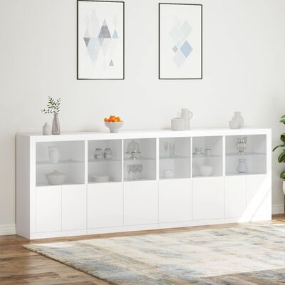 vidaXL Sideboard with LED Lights White 283x37x100 cm