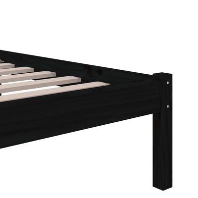 vidaXL Bed Frame without Mattress Black Solid Wood 120x190 cm Small Double