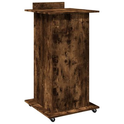 vidaXL Lectern with Wheels & Drawer Smoked Oak 55x55x107 cm Engineered Wood