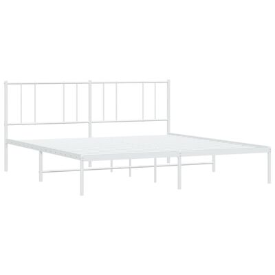 vidaXL Metal Bed Frame without Mattress with Headboard White 183x213 cm