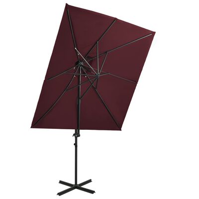 vidaXL Cantilever Garden Parasol with Double Top Bordeaux Red 250x250 cm