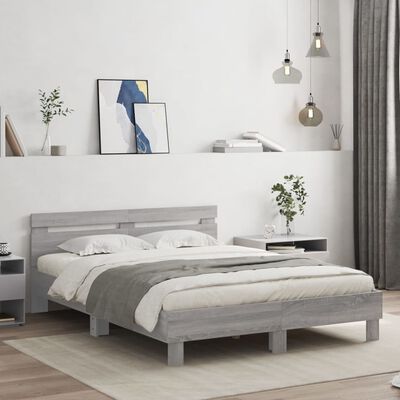 vidaXL Bed Frame without Mattress Grey Sonoma 140x200 cm