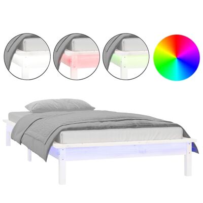 vidaXL LED Bed Frame White 100x200 cm Solid Wood
