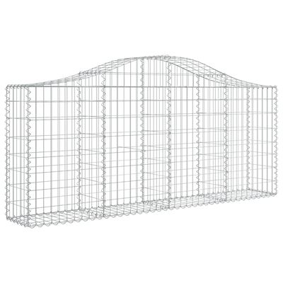 vidaXL Arched Gabion Baskets 2 pcs 200x30x80/100 cm Galvanised Iron