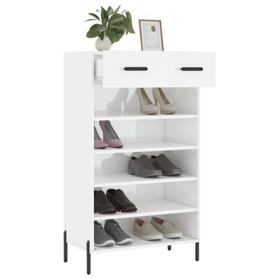 vidaXL Shoe Cabinet High Gloss White 60x35x105 cm Engineered Wood