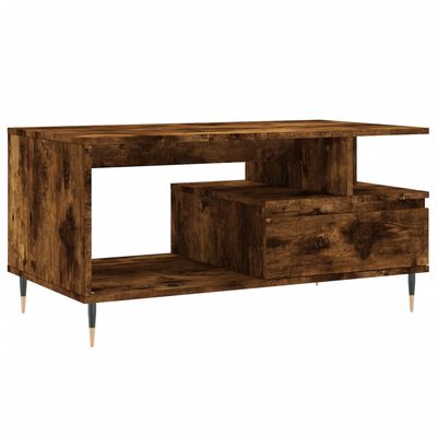 vidaXL Coffee Table Smoked Oak 90x49x45 cm Engineered Wood