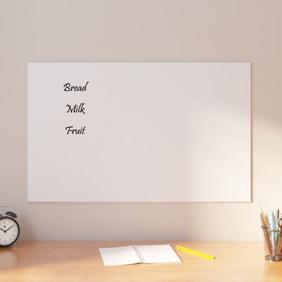 vidaXL Wall-mounted Magnetic Board White 80x50 cm Tempered Glass