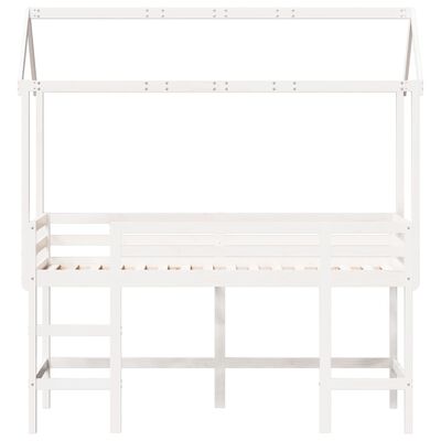 vidaXL Loft Bed with Ladder and Roof without Mattress White 80x200 cm