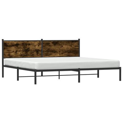 vidaXL Metal Bed Frame without Mattress Brown Oak 90x200 cm