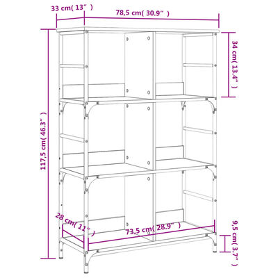 vidaXL Bookshelf Sonoma Oak 78.5x33x117.5 cm Engineered Wood