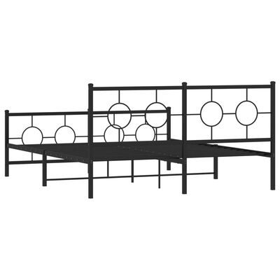 vidaXL Metal Bed Frame without Mattress with Footboard Black 150x200 cm King Size