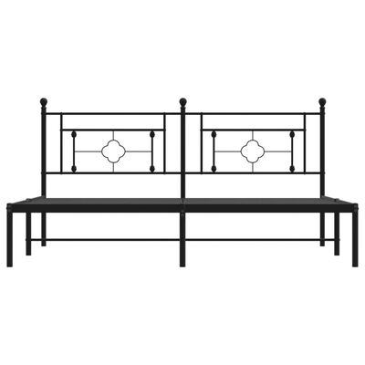 vidaXL Metal Bed Frame without Mattress with Headboard Black 180x200 cm Super King