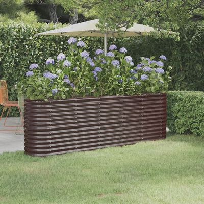 vidaXL Garden Raised Bed Powder-coated Steel 224x40x68 cm Brown