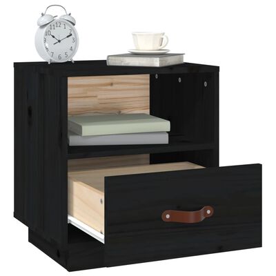 vidaXL Bedside Cabinets 2 pcs Black 40x34x45 cm Solid Wood Pine