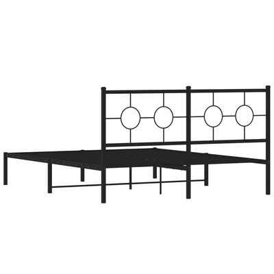 vidaXL Metal Bed Frame without Mattress with Headboard Black 160x200 cm