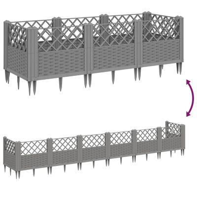 vidaXL Garden Planter with Pegs Light Grey 123.5x43.5x43.5 cm PP