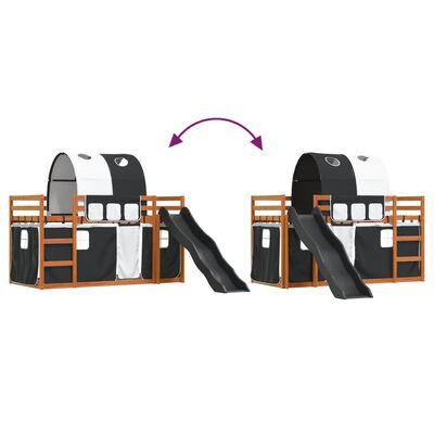 vidaXL Bunk Bed without Mattress with Slide White and Black 90x190 cm Single