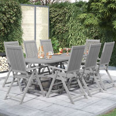 vidaXL 9 Piece Garden Dining Set Solid Wood Acacia