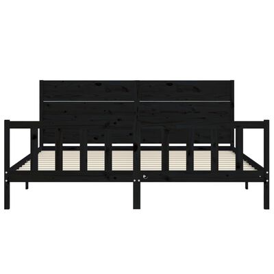 vidaXL Bed Frame without Mattress Black 200x200 cm Solid Wood Pine