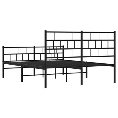 vidaXL Metal Bed Frame without Mattress with Footboard Black 150x200 cm King Size