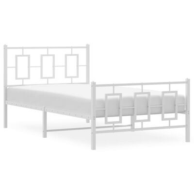 vidaXL Metal Bed Frame without Mattress with Footboard White 100x200 cm