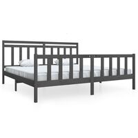 vidaXL Bed Frame without Mattress Grey Solid Wood 200x200 cm (810104+814116)