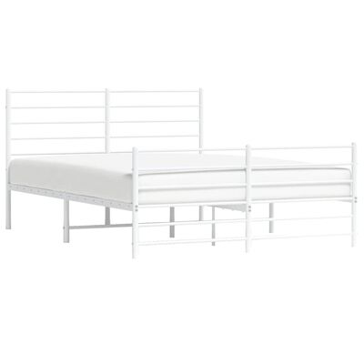 vidaXL Metal Bed Frame without Mattress with Footboard White 120x190 cm Small Double