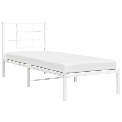 vidaXL Metal Bed Frame without Mattress with Headboard White 80x200 cm