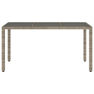 vidaXL Garden Table with Glass Top Grey 150x90x75 cm Poly Rattan