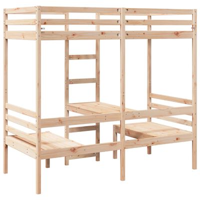 vidaXL Loft Bed Frame with Desk and Chairs 75x190cm Solid Wood Pine