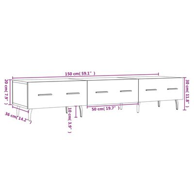 vidaXL TV Cabinet Grey Sonoma 150x36x30 cm Engineered Wood