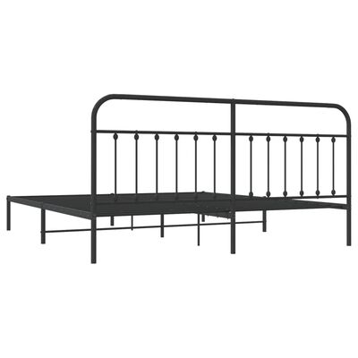 vidaXL Metal Bed Frame without Mattress with Headboard Black 193x203 cm