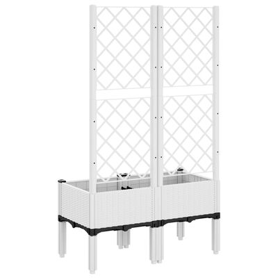 vidaXL Garden Planter with Trellis White 80x40x142 cm PP