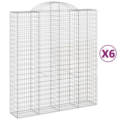 vidaXL Arched Gabion Baskets 6 pcs 200x50x220/240 cm Galvanised Iron