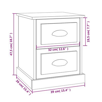 vidaXL Bedside Cabinet High Gloss White 39x39x47.5 cm Engineered Wood