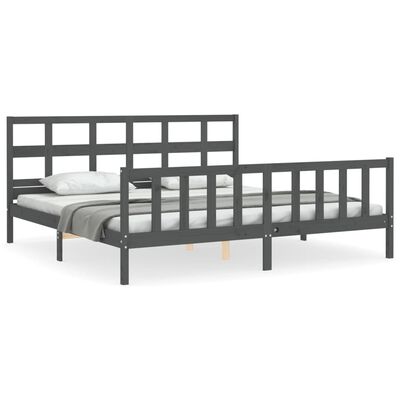 vidaXL Bed Frame without Mattress Grey 200x200 cm Solid Wood Pine