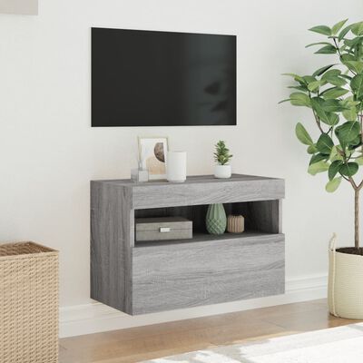 vidaXL TV Wall Cabinet with LED Lights Grey Sonoma 60x30x40 cm