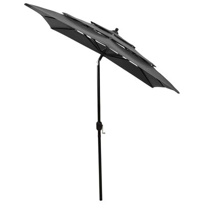 vidaXL 3-Tier Garden Parasol with Aluminium Pole Anthracite 2x2 m