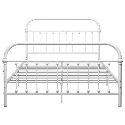 vidaXL Bed Frame without Mattress with Headboard White 160x200 cm Metal