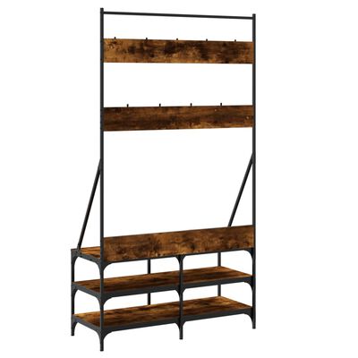 vidaXL Clothes Rack with Shoe Storage Smoked Oak 100x40x184 cm