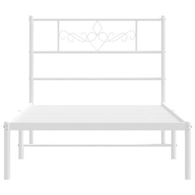 vidaXL Metal Bed Frame without Mattress with Headboard White 80x200 cm