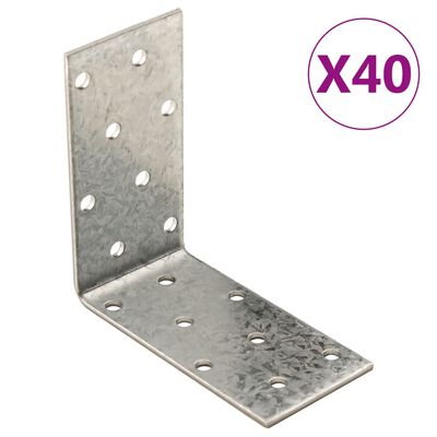 vidaXL Angle Brackets 40 pcs 2 mm 80x40x80 mm Galvanised Steel