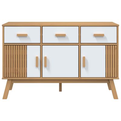 vidaXL Sideboard OLDEN White and Brown 114x43x73.5 cm Solid Wood Pine